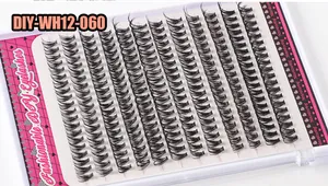 Macro-opname van 12 rijen individuele DIY-wimpersegmenten voor een natuurlijke look