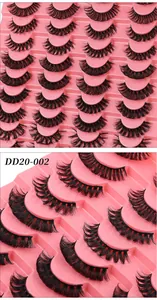 Detailed view of 20 pairs of dense Russian volume eyelashes with a soft lash band