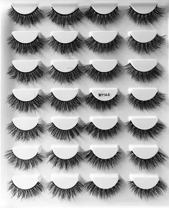 Großpackung mit 20 Paar voluminösen, gekreuzten falschen Wimpern für einen 3D-Schwung