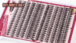 Detailopname van DIY-clusterwimpers met 12 rijen natuurlijke krul zwarte synthetische vezels