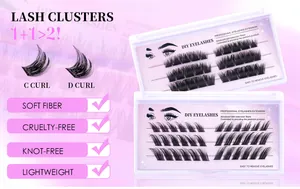 Detail view of DIY C and D curl cluster lashes showing soft fiber and knot-free texture