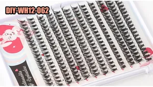 Detailopname van DIY-wimperclusters DIY-WH12-062 met 240 eenheden voor dikke wimpergroei