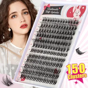 Professional DIY Cluster Eyelash Extension Kit Synthetic Fiber Natural Curl Individual Segmented Black False Eyelashes For Women Beauty Makeup