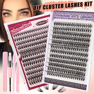 DIY Cluster Wimperverlenging Set Natuurlijke Krul Synthetische Vezel Grote Capaciteit Gesegmenteerde Valse Wimpers Met Bond