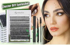 Σετ DIY βλεφαρίδων με κόλλα, τσιμπιδάκι, βουρτσάκι και πυκνές βλεφαρίδες όγκου