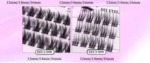 Detail of DIY cluster eyelashes DIY3-008 and DIY3-009 in 12mm 14mm and 16mm lengths