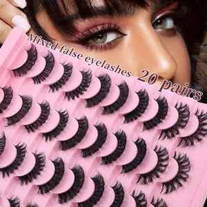 Set of 20 pairs of Russian volume false eyelashes in a variety of dense and natural styles