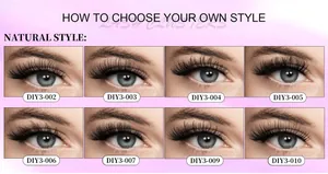 Comparison guide for DIY segmented eyelash extensions in various natural thick styles