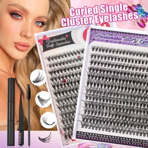 DIY cluster eyelash extension kit with natural curling lashes and essential tools