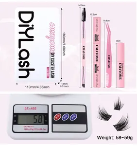 DIY Lash Book set with bond, seal, tweezers, and brush, detailed size and weight view