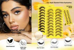 Dettaglio di 10 paia di ciglia finte effetto volpe con volume naturale e stile allungato