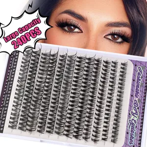 Large capacity 240pcs set of natural DIY cluster eyelashes for professional eye makeup
