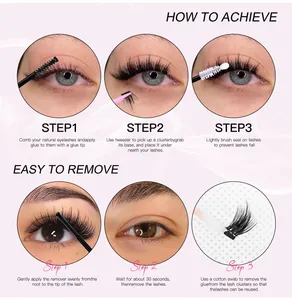 Step-by-step guide for applying and removing individual DIY lash clusters with tools