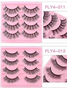 Close-up of thick dramatic false eyelashes in sets of four pairs showing curl and volume