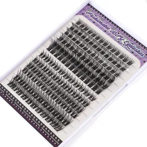 DIY cluster eyelash extension kit with natural curling deep black fiber rows