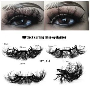 14 Paar 8D Volumen falsche Wimpern in verschiedenen Längen von 14mm bis 28mm für Look