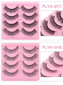Detail view of FLY4-017 and FLY4-018 thick crisscross false eyelash sets in trays