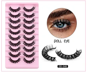 Detail of 3D Russian DD curl eyelashes showing 11-16mm length for Doll Eye effect