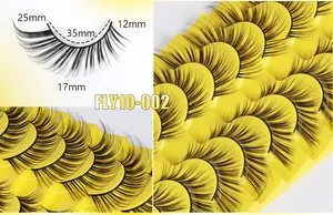 Dimensioni dettagliate delle ciglia finte nere 3D FLY10-002 con guida lunghezza 12-25mm
