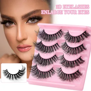 Dramatic 3D Faux Mink False Eyelashes Thick Long Wispy Handmade Synthetic Fiber Eye Lashes Extensions Beauty Makeup