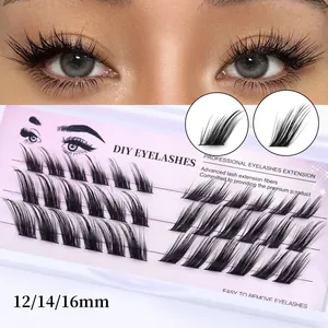 DIY Cluster Eyelash Extension Kit Natural Look Synthetic Fiber Various Lengths C D Curl Individual Lashes With Bond And Seal Pink Tweezers Set For Women Makeup