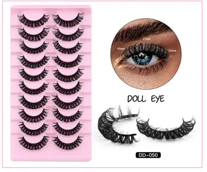 Detail of DOLL EYE 10 pairs 3D false eyelashes with 12-17mm length DD-050 set