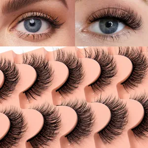 Dramatic 8-pair thick faux mink eyelashes set with curly black synthetic fiber lashes