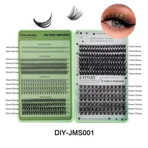 Comprehensive DIY individual eyelash set with 5-16mm cluster lashes in a green kit box