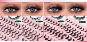 Comparison of fox-eye false eyelashes set showing styles HLY20-001 to HLY20-004 in detail