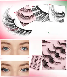 Detailed close-up showing texture and layers of 20 pairs of dense fox-eye false eyelashes