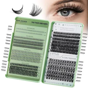 DIY individual eyelash kit with bottom, volume, spike, and 20D D-curl cluster lashes