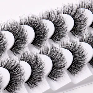 8 pairs of voluminous 3D faux mink eyelashes with natural curl on a white tray