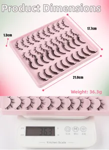 Detailed size and weight dimensions of the 20-pair natural fluffy cat eye eyelash set