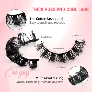 10 pairs of 3D Russian DD curl faux mink lashes with a dramatic cat eye volume effect