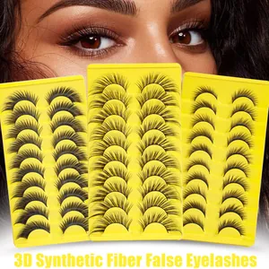 Ciglia finte 3D in fibra sintetica set 10 paia per trucco naturale effetto occhio di volpe
