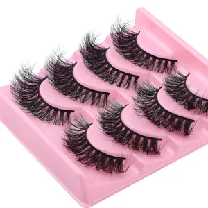 Dramatic thick faux eyelashes in a 5-pair set with dense criss-cross pattern