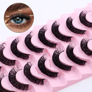 10 pairs of 3D Russian curl false eyelashes, 10-13mm natural dense synthetic fiber set