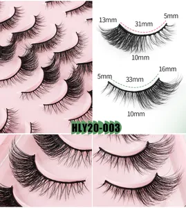 Detailed lash set size guide showing 13mm to 16mm wispy cat eye false eyelashes