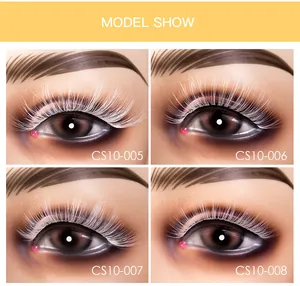 Vergelijking van vier stijlen lange witte synthetische valse wimpers voor cosplay make-up