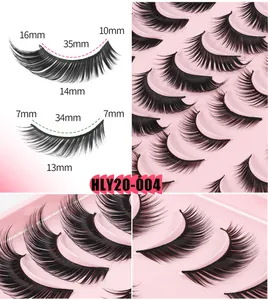 Detail showing 7mm to 16mm mixed length lash map for fox-eye style false eyelashes