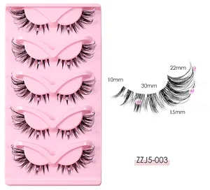 Detailed view of fox-eye false eyelashes set with purple pearl accents and dimensions