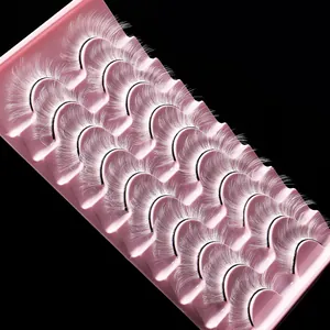 10 Paar weiße synthetische künstliche Wimpern für Bühnen-Make-up und Party-Looks