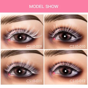 White synthetic fiber false eyelashes for stage cosplay, set of 10 pairs in 4 styles