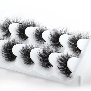 Five pairs of voluminous 3D faux mink eyelashes with natural curl and deep black finish