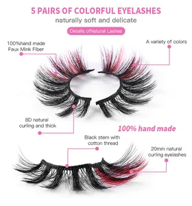 Detail of 20mm 8D faux mink colored eyelashes with flexible black cotton band