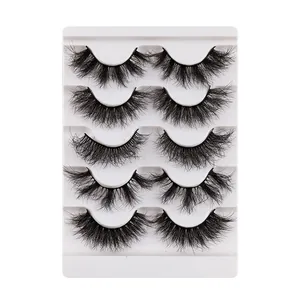 5 pairs of fluffy faux mink eyelashes with dense volume and dramatic long length