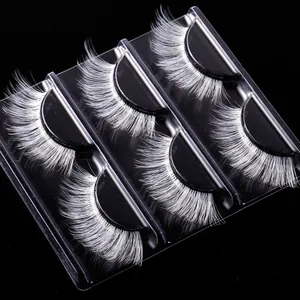 Dramatic white synthetic eyelashes for stage and cosplay, set of 5 pairs on black background