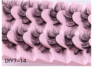 Nahaufnahme von DIY-segmentierten falschen Wimpern mit 3D-Mink-Effekt und Schwung