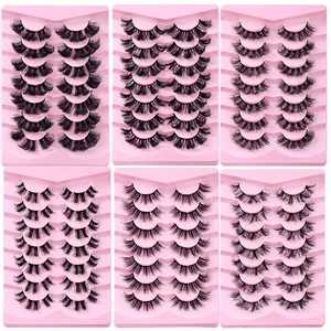 DIY segmentierte falsche Wimpern im 7-Paar-Set aus dichten, tiefschwarzen Nerz-Imitaten