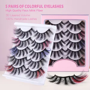 Handmade Faux Mink False Eyelashes 3D Layered Volume Colorful Thick Curled Lashes For Stage Party Makeup Women Beauty